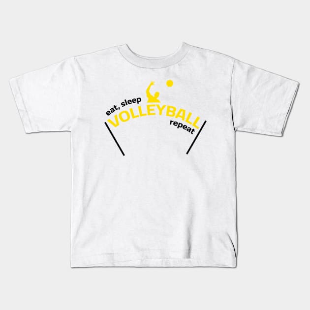 Eat Sleep Volleyball Repeat Kids T-Shirt by PaulJus